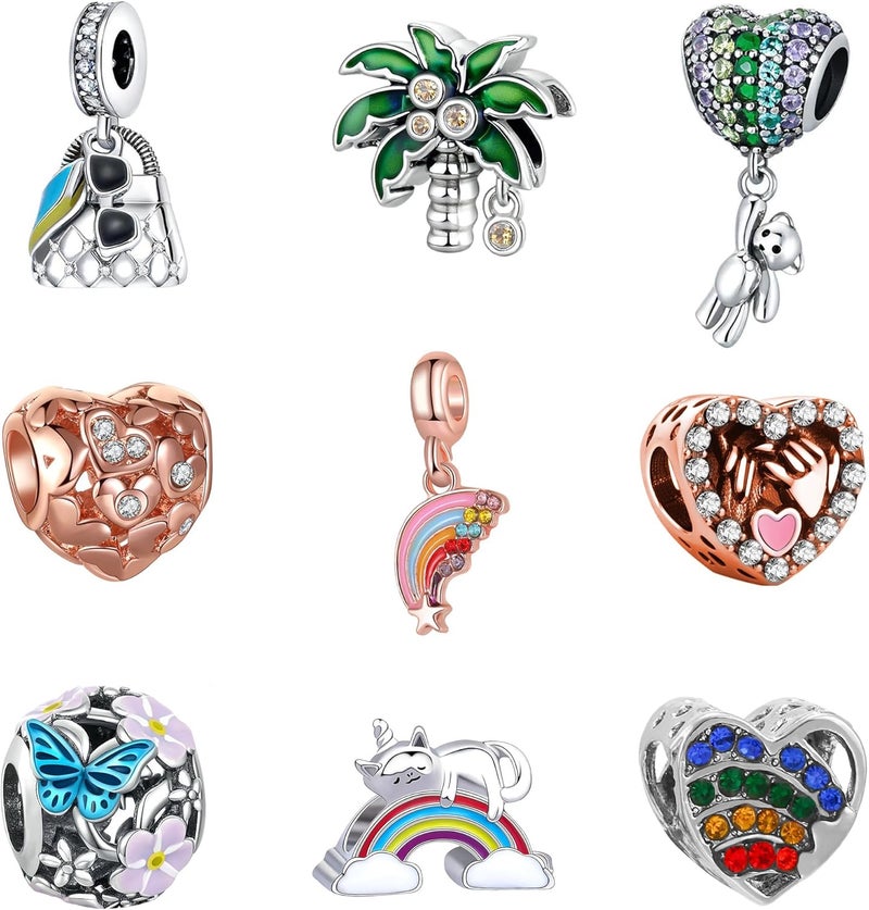 Acrobious 9PCS European Charms Beads Pendant For Bracelet, Charms DIY Bracelets Necklace Jewellery Gift - Image 1